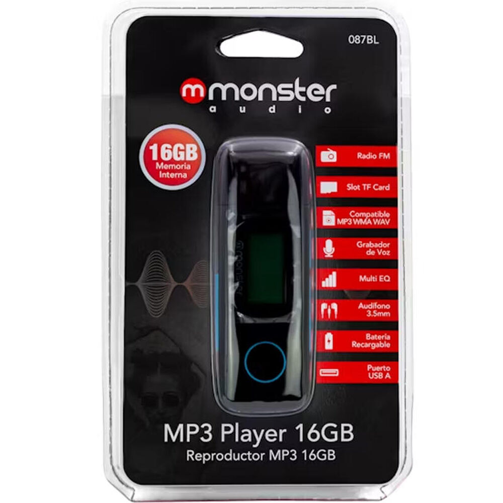 Reproductor Monster Mx087bl Mp3 16gb Puerto Microsd image number 3.0
