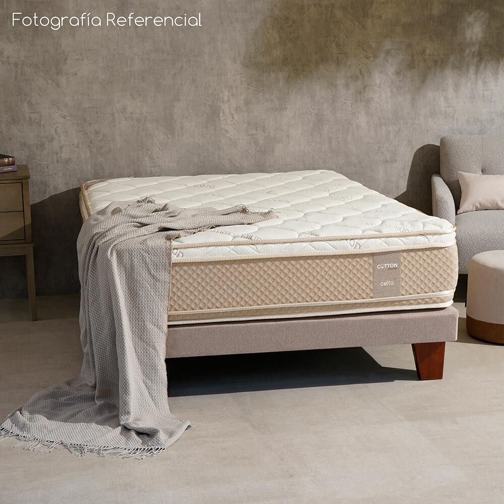 Cama Europea Celta Cotton Organic / 2 Plazas / Base Dividida + Set De Maderas image number 2.0