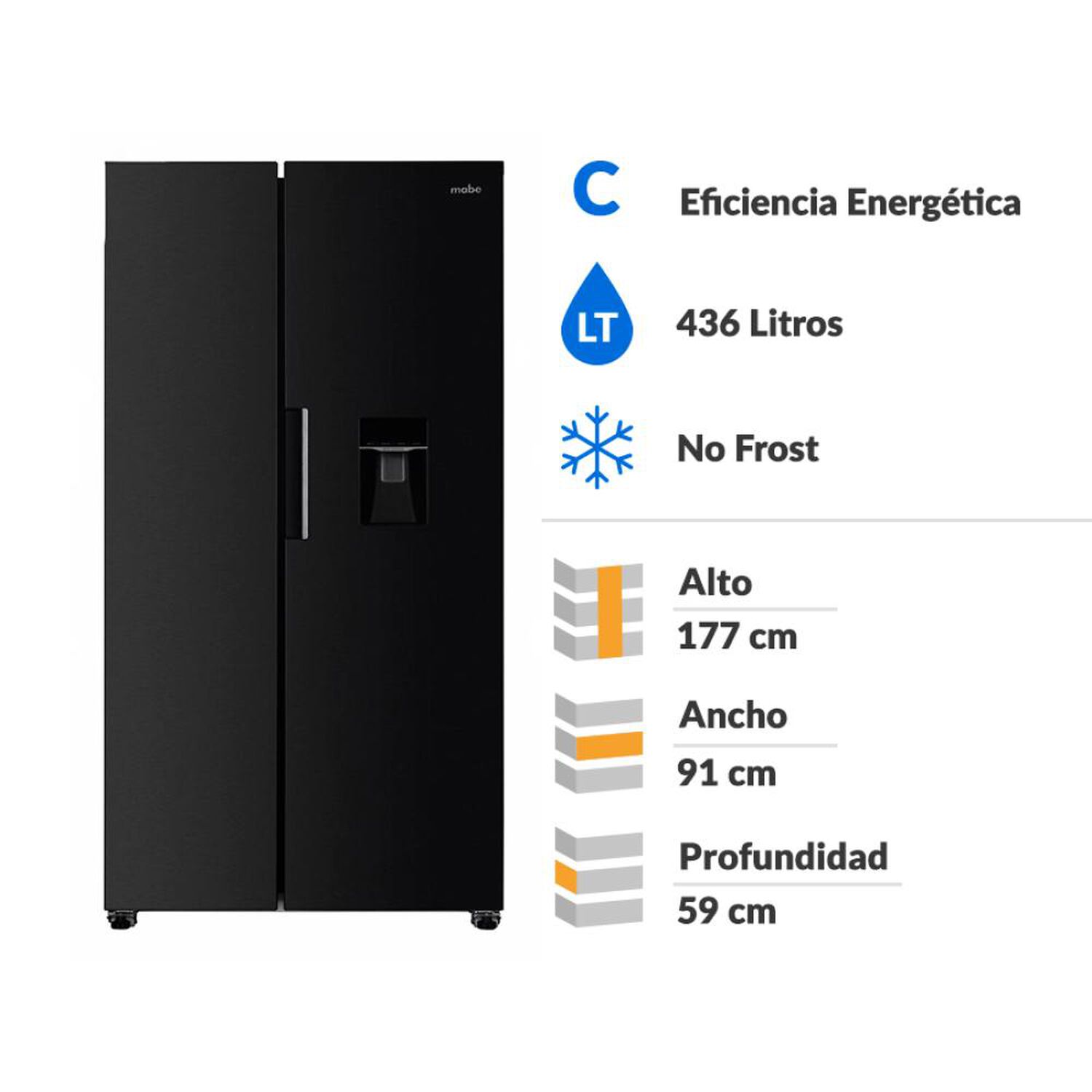 Refrigerador Side By Side Mabe Msc480lmrps0 / No Frost / 436 Litros / C image number 1.0