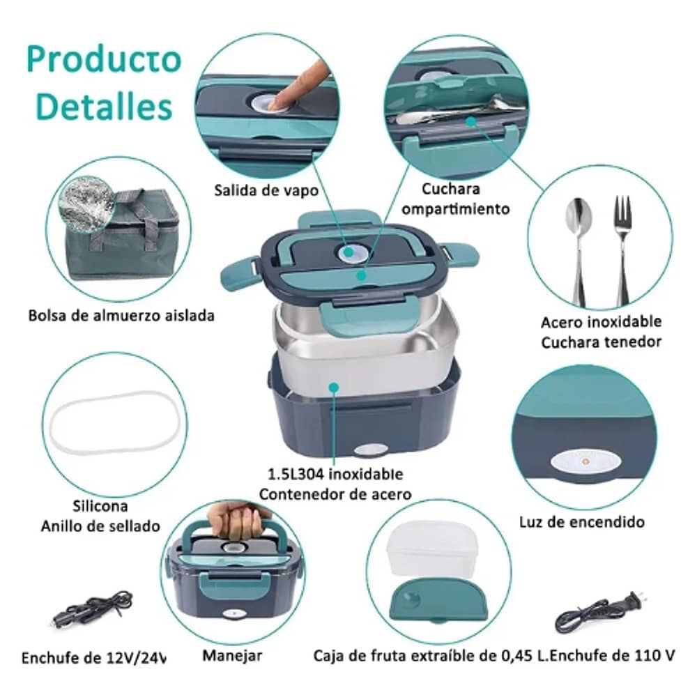 Lonchera Electrica Aluminio T&eacute;rmica Calentador Portatil image number 1.0