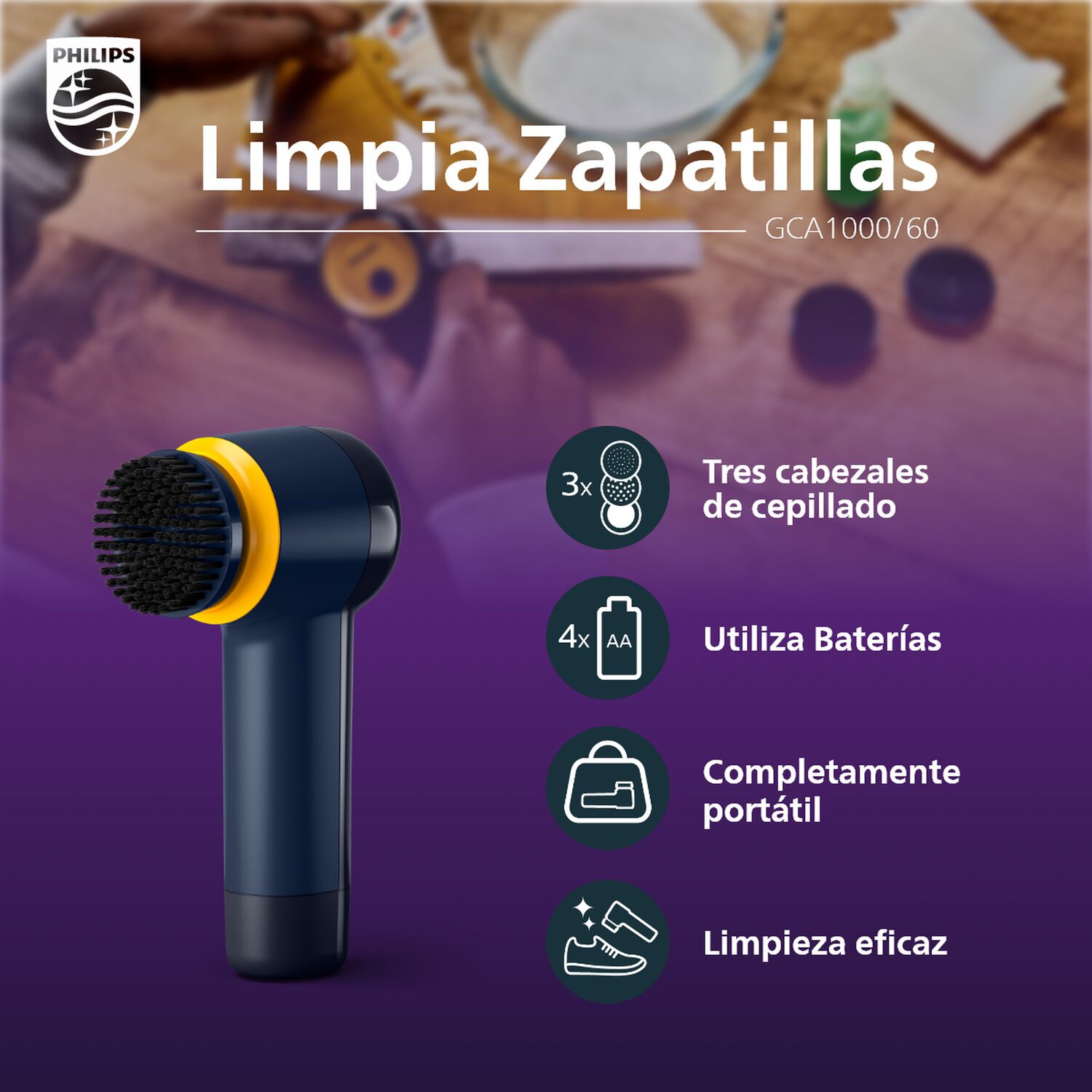 Limpia Zapatillas Gca1000/60 Portatil Philips image number 1.0