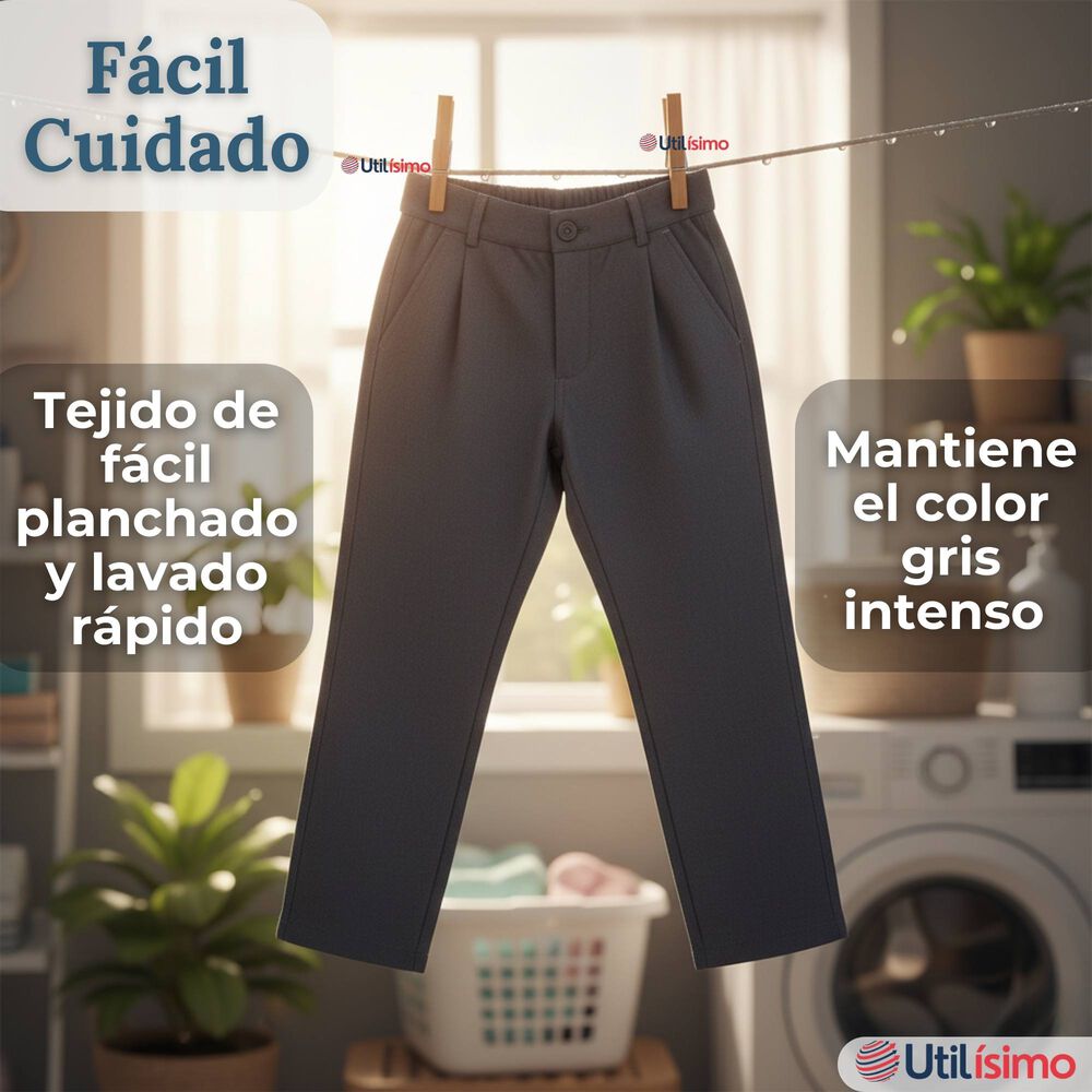 Pantal&oacute;n Escolar Colegio Cl&aacute;sico Gris Ni&ntilde;o Juvenil image number 9.0