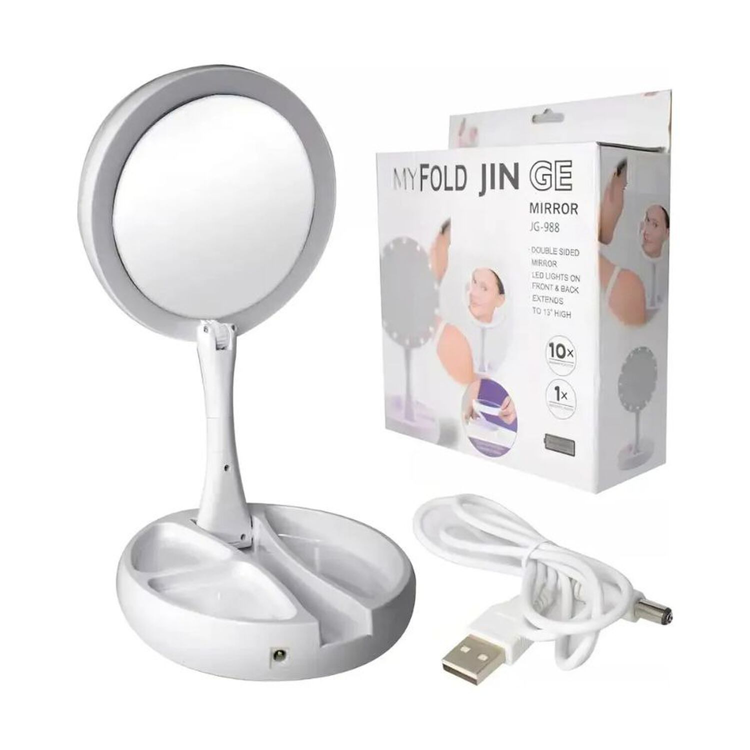 Espejo Con Luz Led Tocador Organizador Portatil Aumento image number 2.0