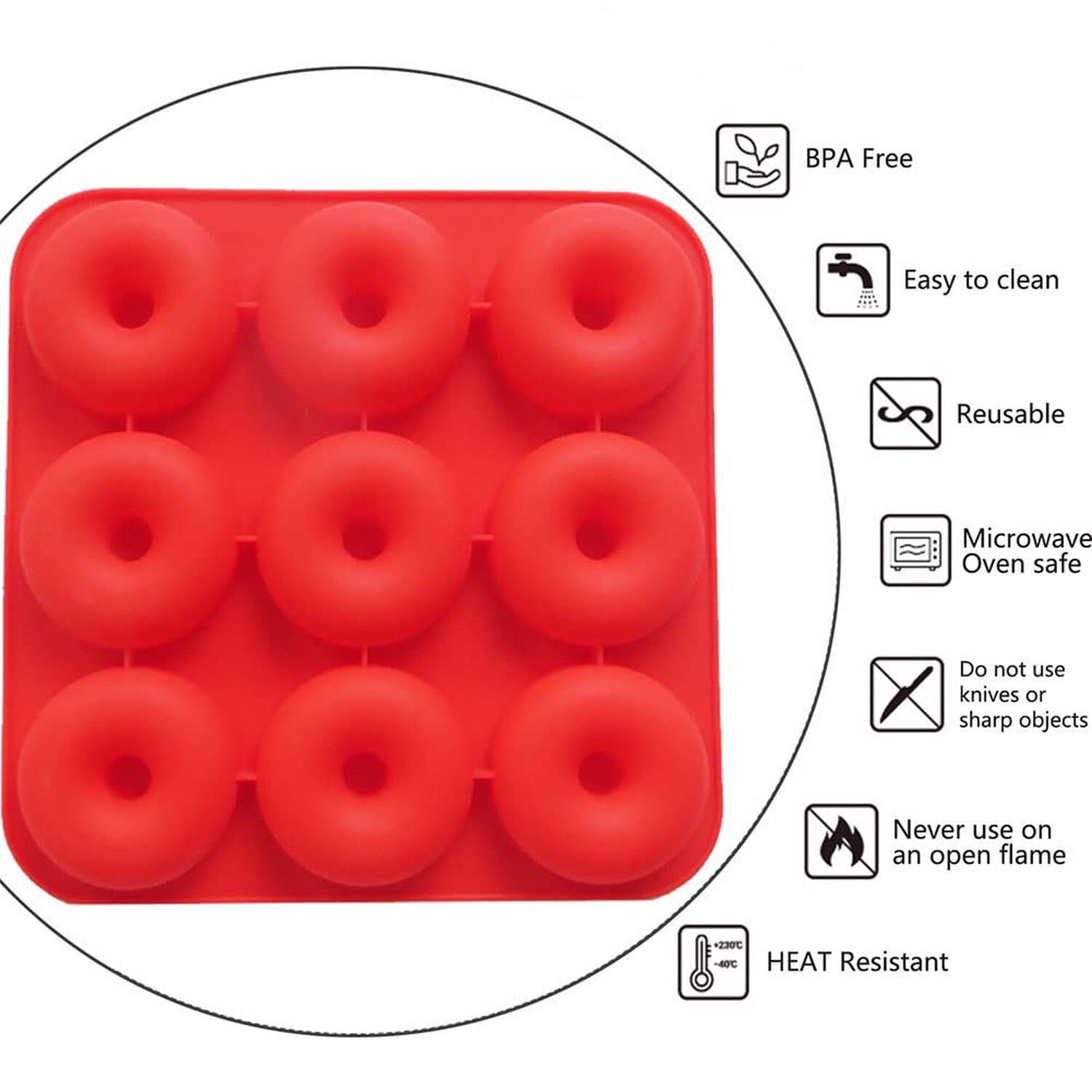 Moldes De Silicona Para Donas Rojo image number 2.0