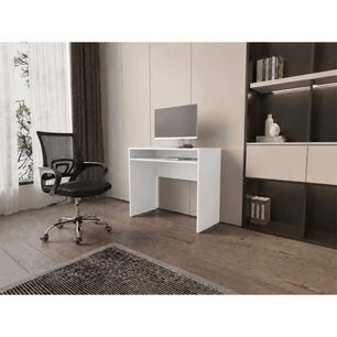 Combo Oficina New York 1 Escritorio Blanco + Silla Color Ergon&oacute;mica Con Altura Ajustable