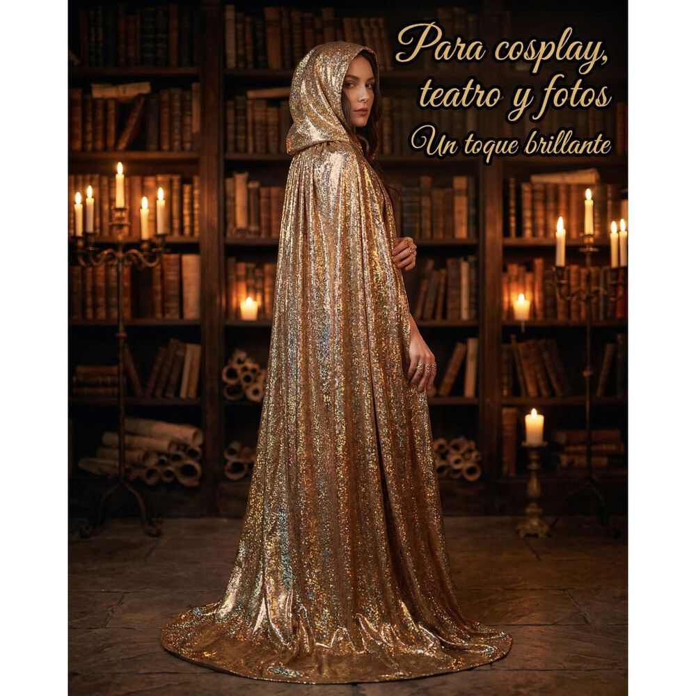 Capa Glitter Brillante Con Capucha Para Cosplay Y Disfraz image number 15.0