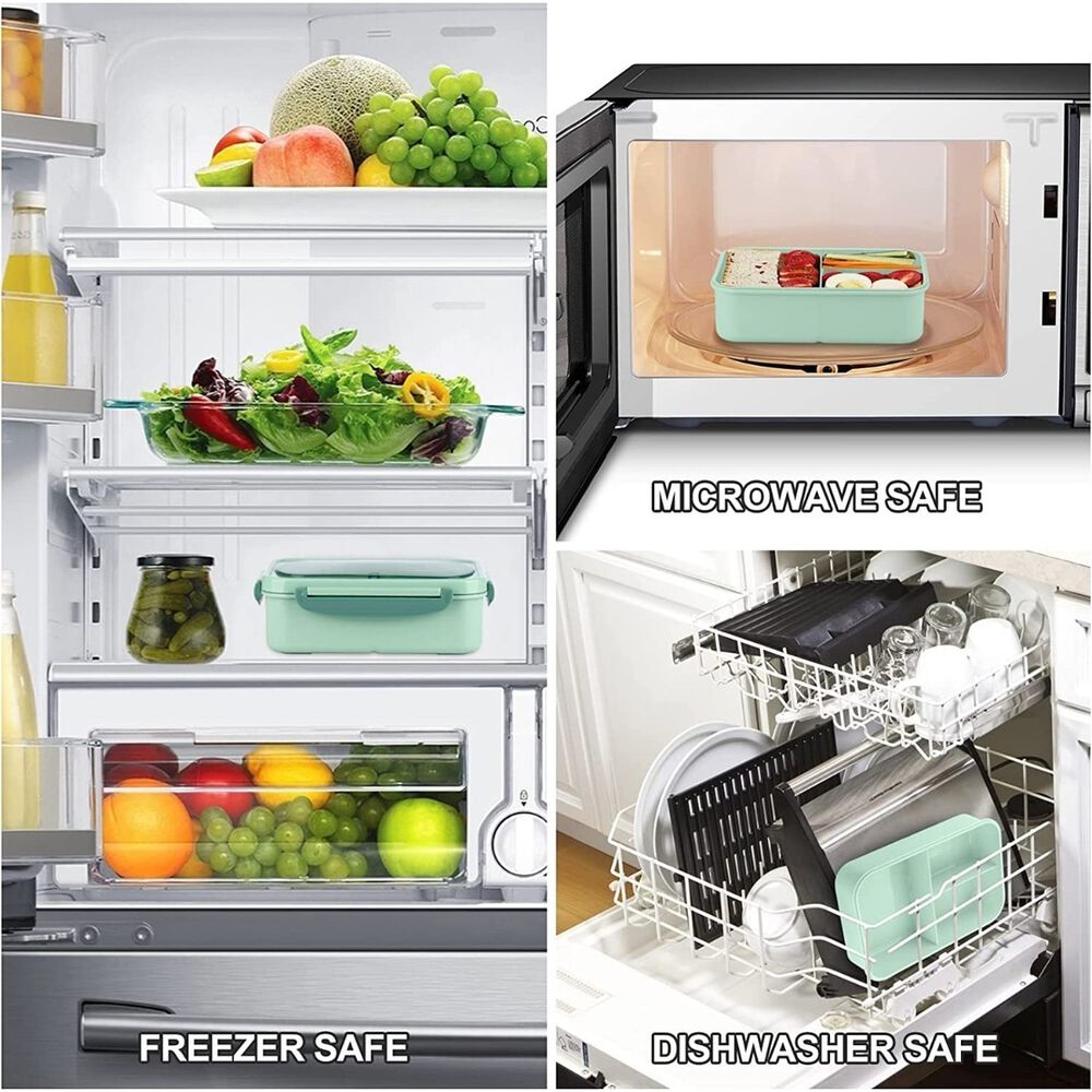 Lonchera Hermética Verde Con Compartimentos Y Cubiertos image number 4.0