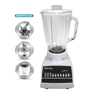 Licuadora Juguera Oster Cl&aacute;sica 10 Velocidades 300w Jarra Vidrio 1,25 L Pica Hielo Blanca