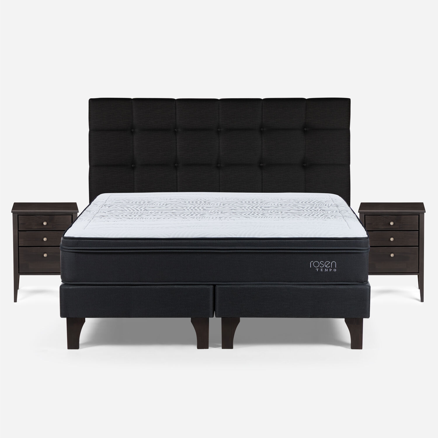 Cama Europea Rosen Tempo / King / Base Dividida + Set de Maderas Issey Grafito image number 0.0