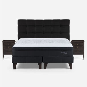 Cama Europea Rosen Tempo / King / Base Dividida + Set de Maderas Issey Grafito