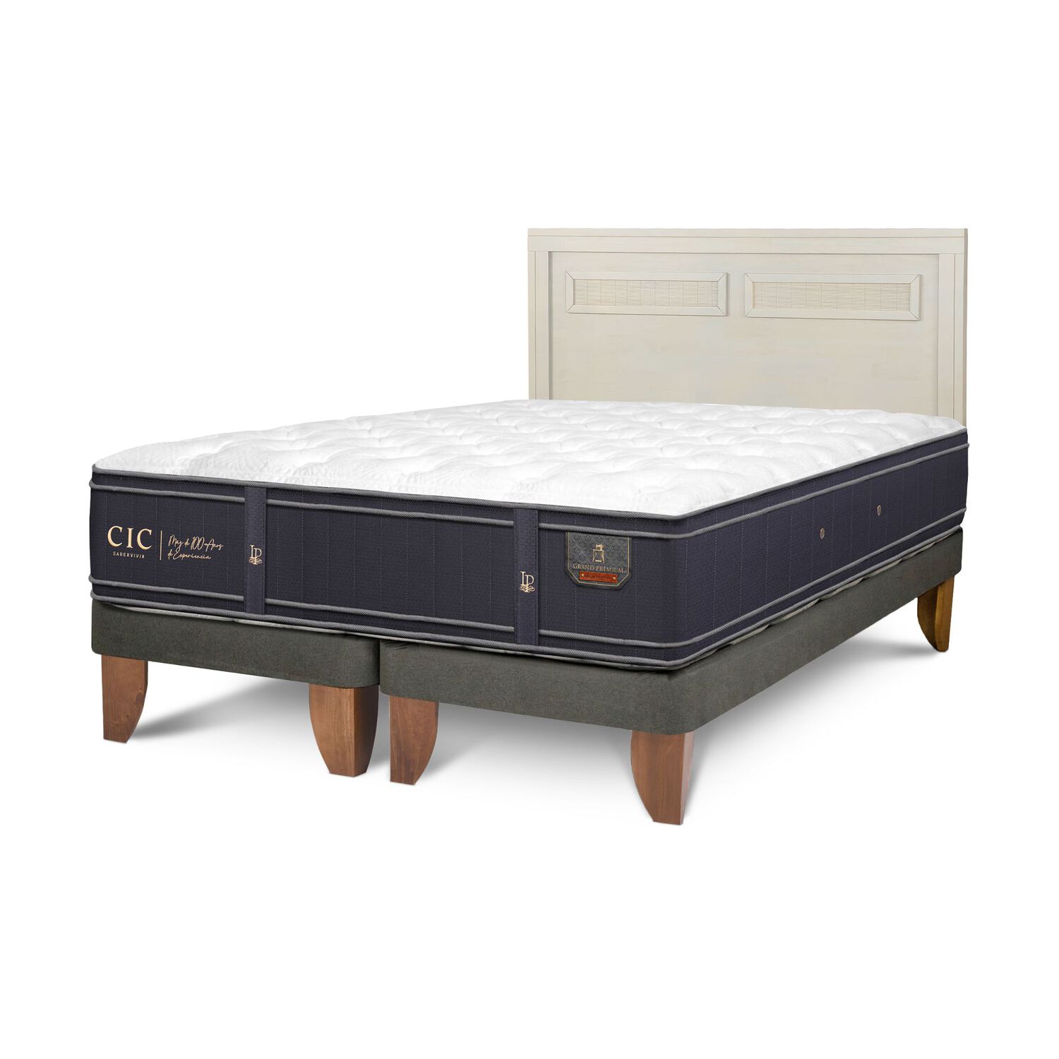 Cama Europea Cic Linea Premium / 2 Plazas / Base Dividida + Respaldo image number 1.0