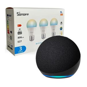 Kit Amazon Echo Dot 5 + Pack 3 Ampolletas Wifi Led Sonoff