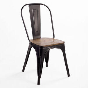 NOVAHUS Silla Tolix Vintage Con Asiento De Madera - Negro