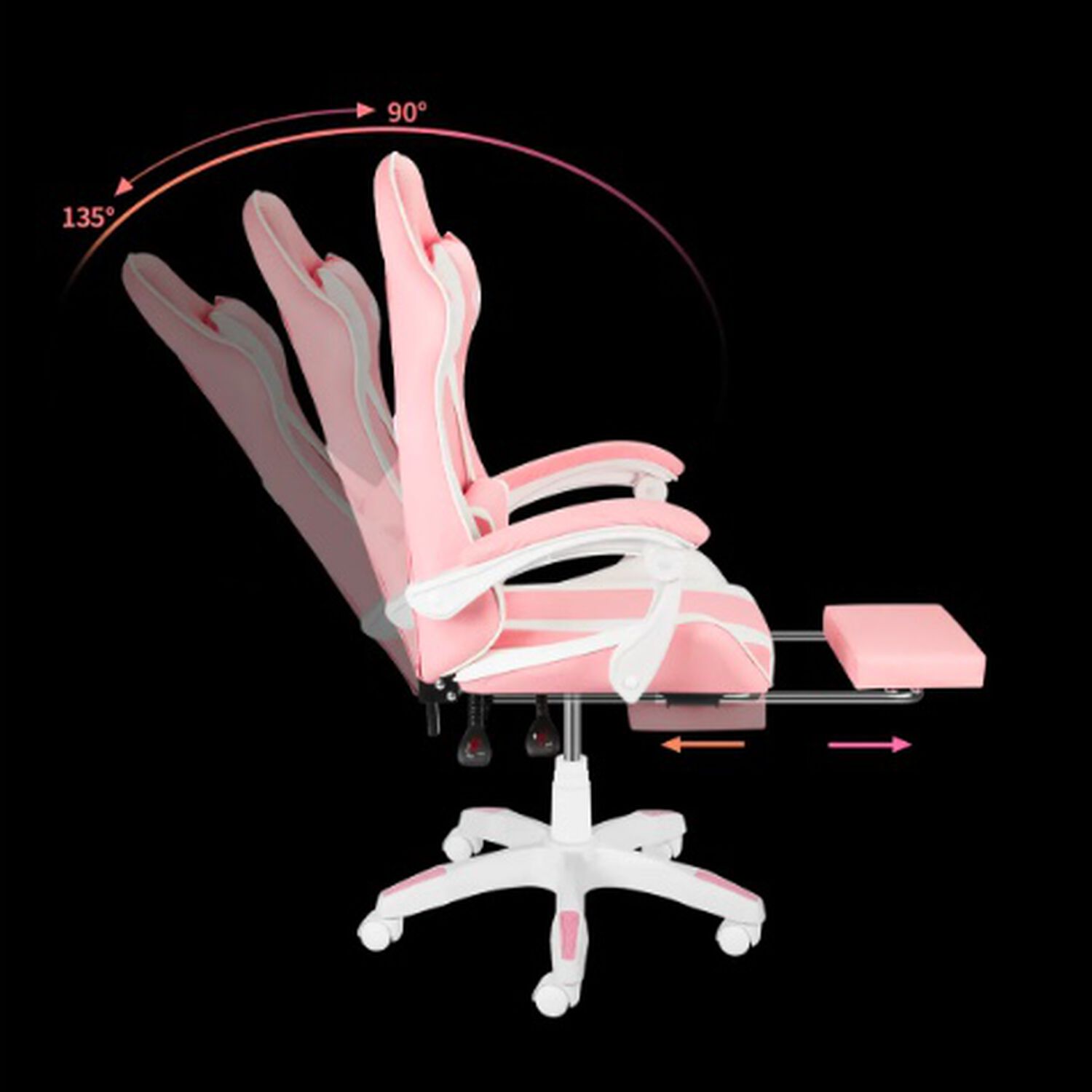 Silla Gamer Ergon&oacute;mica Rosa image number 5.0