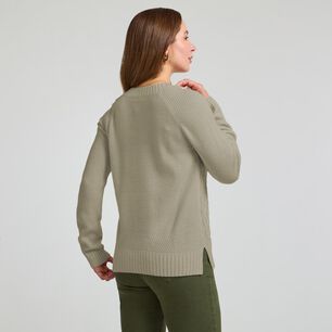 Sweater Trenzado Manga Larga Cuello Redondo Mujer Geeps