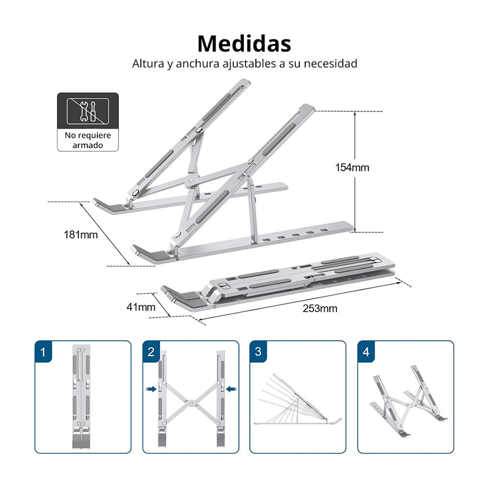 Soporte De Aluminio Para Notebook Elevador Plegable Omoton image number 3.0