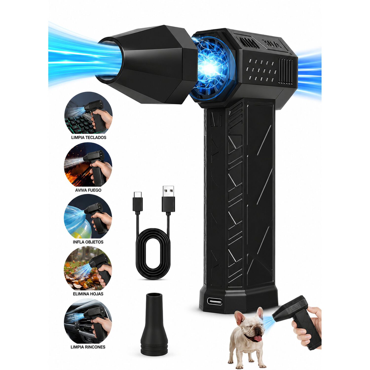 Soplador Port&aacute;til Usb 200w 130000rpm 3 Velocidades image number 4.0