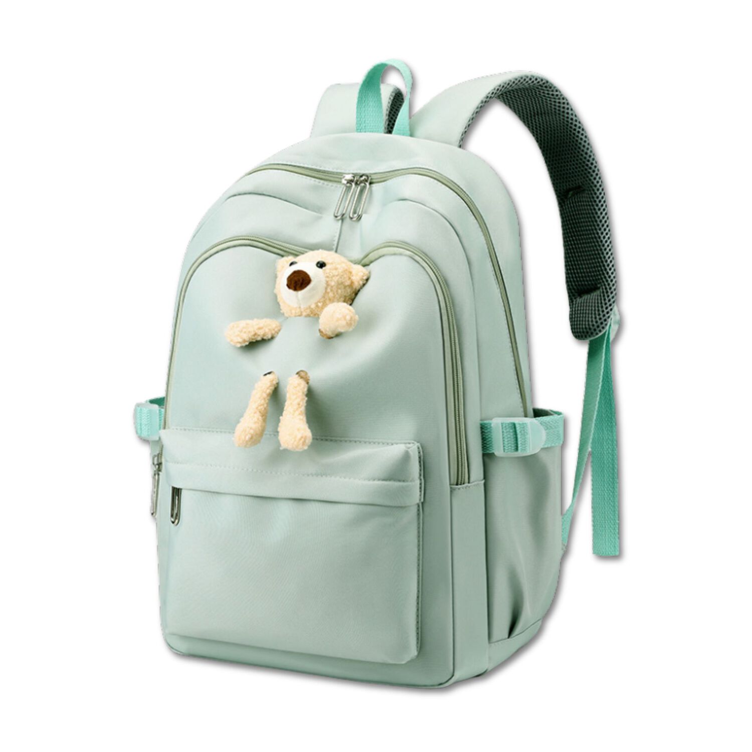Mochila Escolar Juvenil 46cm Ni&ntilde;as Estilo Kawaii Cute Teddy Light Green image number 0.0