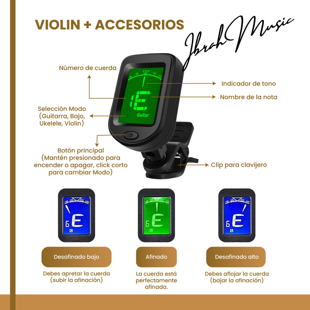 Violin 4/4 Acustico Ibrah Music Estuche Y Arco + Accesorios image number 4.0