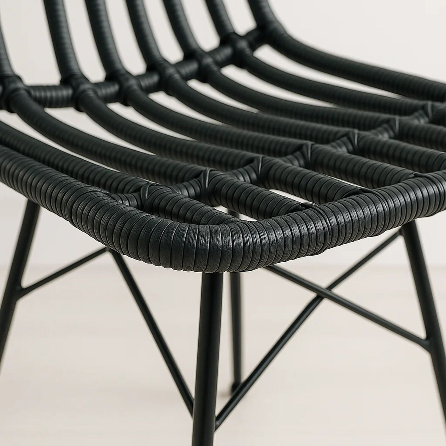 Pack De 4 Sillas De Comedor Terraza Rattan Grecia Color Negro image number 5.0