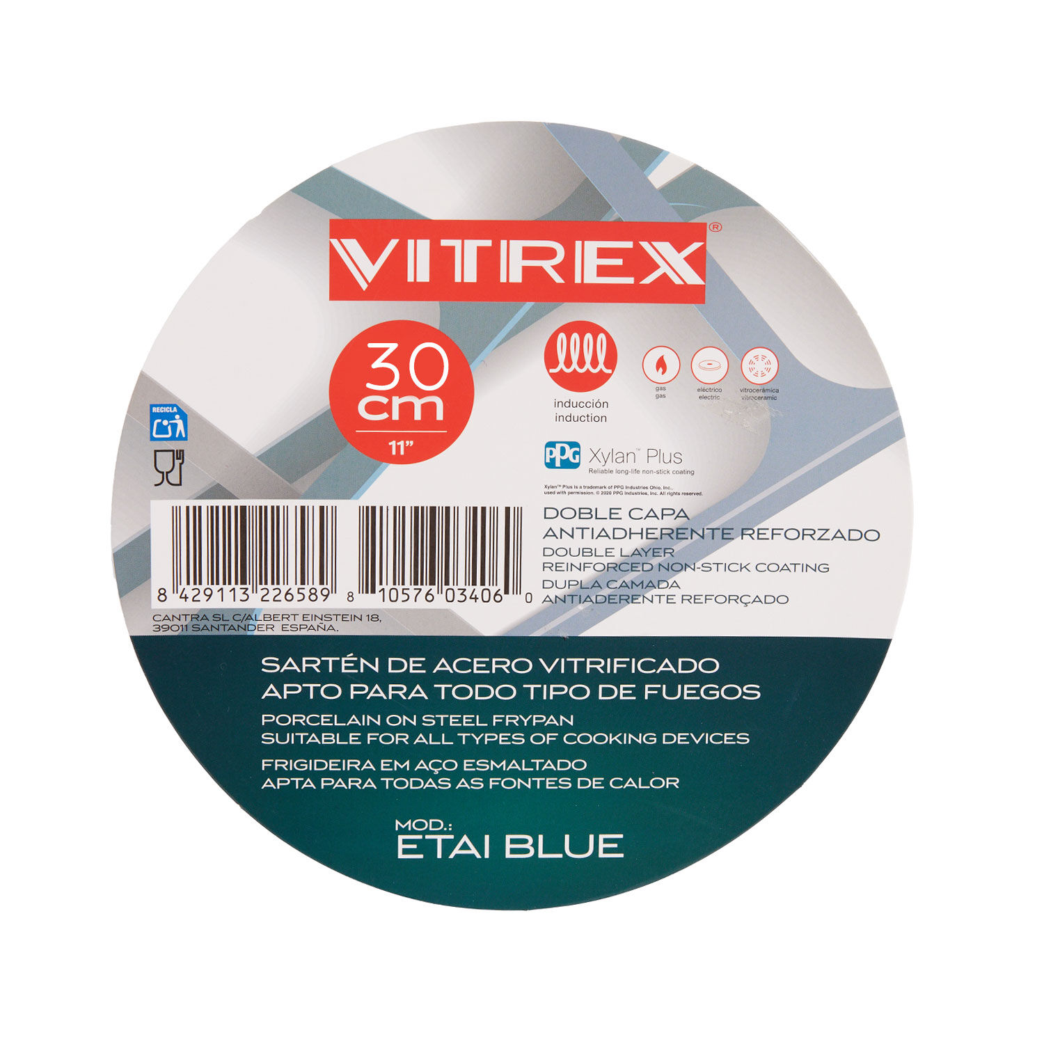 Sart&eacute;n De Acero Antiadherente Vitrex Etai Blue 30cm image number 5.0