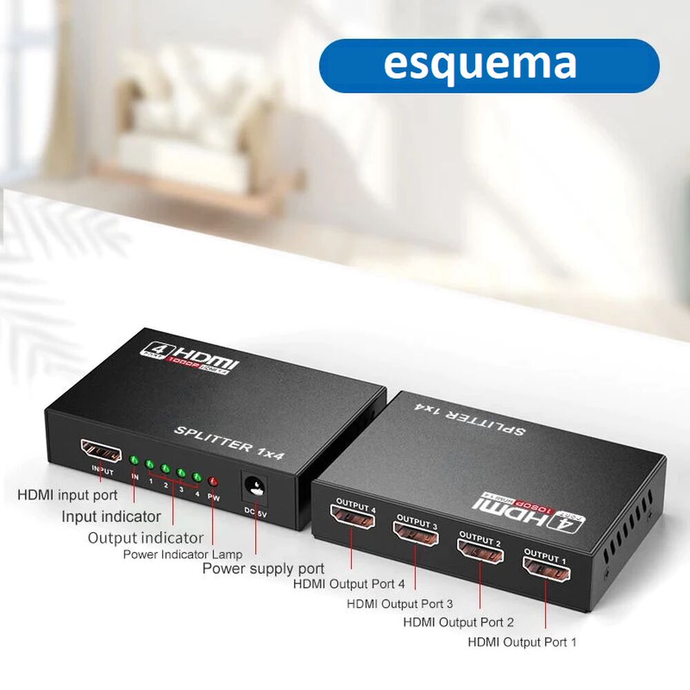 Spliter Hdmi 4k 3d High Speed Pro De 4 Salidas Sin Lag Hd04 image number 6.0