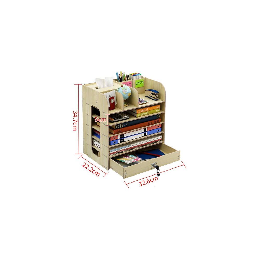 Organizador De Escritorio Multiuso De Madera Beige image number 3.0