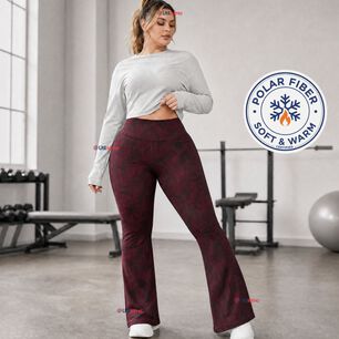 Pantal&oacute;n Polar Con Chiporro Palazzo Mujer Calza Elasticada T&eacute;rmica Burdeo