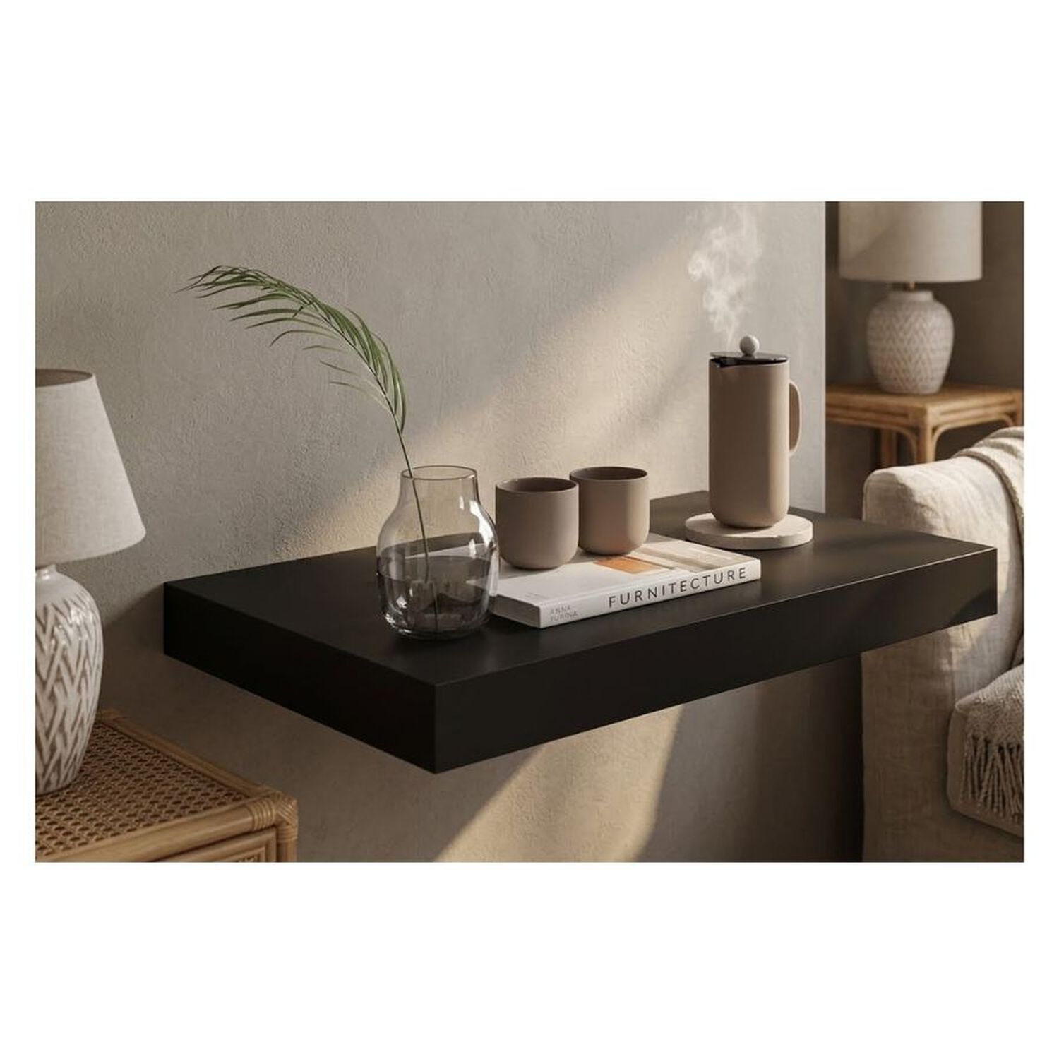 Repisa Flotante Negra Minimalista Estante Organizador Pared 40cm image number 2.0