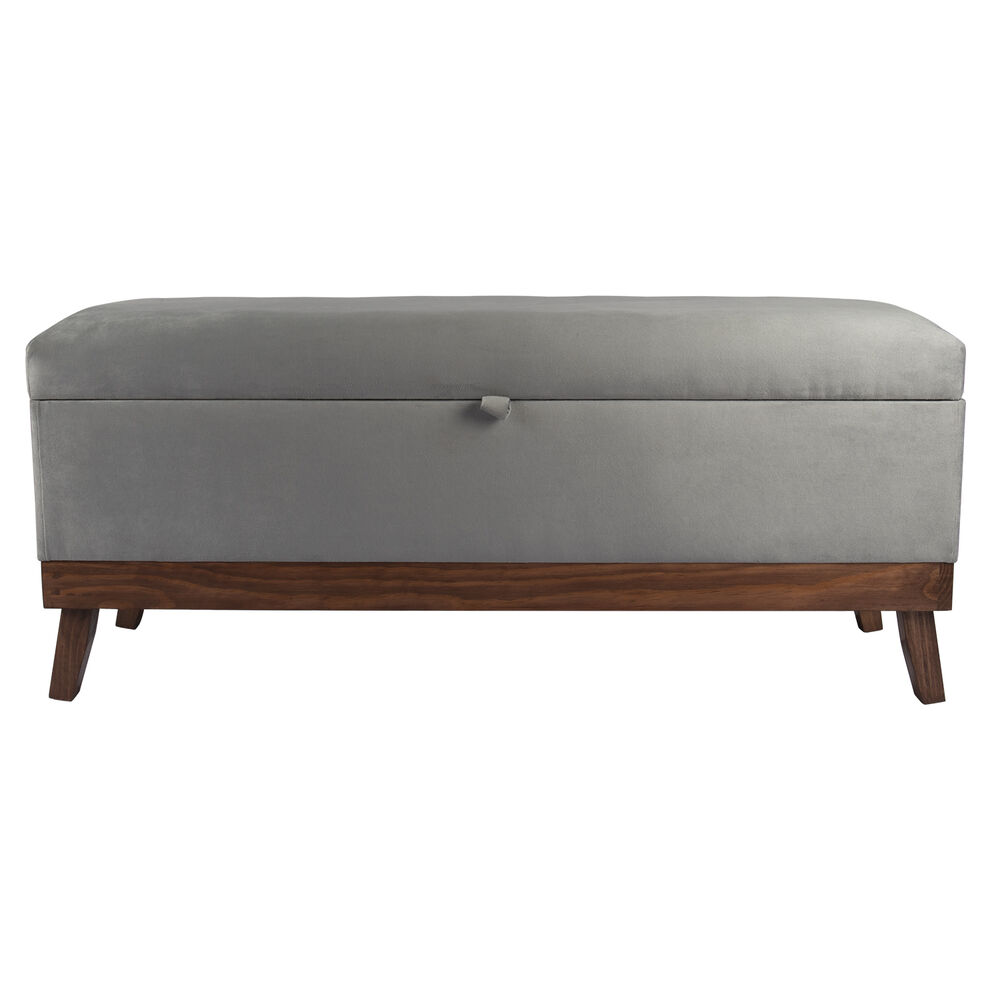 Banqueta Con Baúl Incy Gris Felpa 120x40x50 Cm Máxima Design image number 0.0