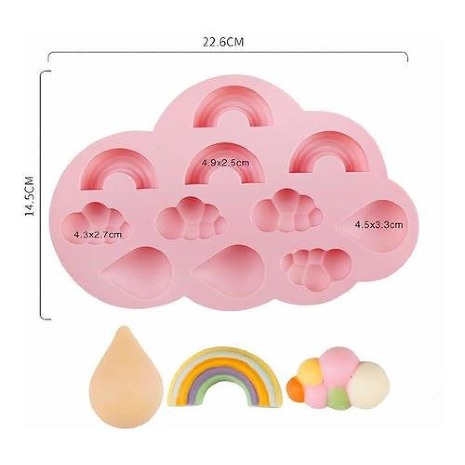 Molde De Silicona Arcoiris Nube Gota Kawaii image number 1.0