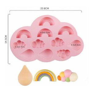 Molde De Silicona Arcoiris Nube Gota Kawaii
