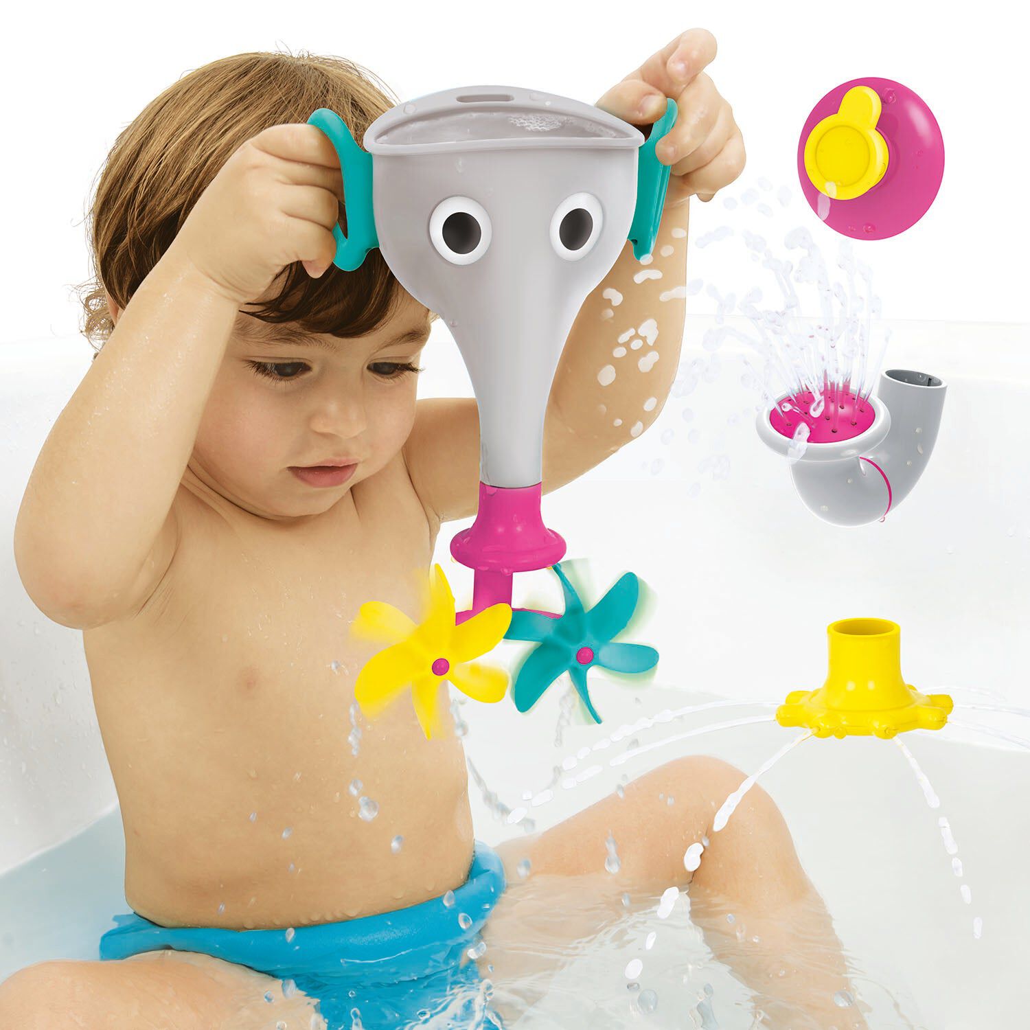 Juego De Ba&ntilde;o Elefante Embudo Gris Infantil Beb&eacute; Ni&ntilde;o Ni&ntilde;a Tina Yookidoo image number 3.0