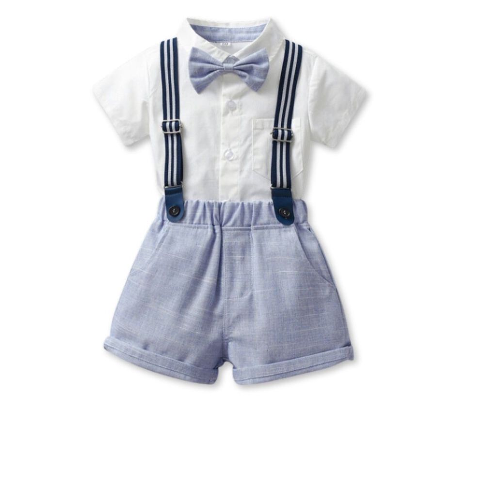 Conjunto De Vestir Con Corbat&iacute;n Y Pantal&oacute;n Corto Ni&ntilde;o 6 Meses A 2 A&ntilde;os Light Blue image number 1.0
