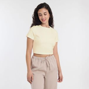Polera Básica Crop Manga Corta Cuello Redondo Mujer Freedom