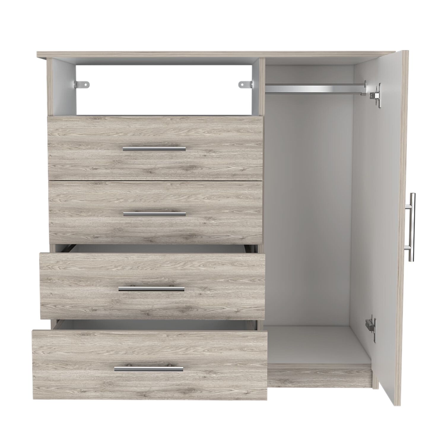 Comoda 4 Cajones 1 Puerta Fm-018g - Gris Claro image number 2.0