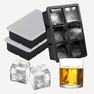 Set 3 Molde Silicona 6 Cavidades Negro Con Tapa Reposteria