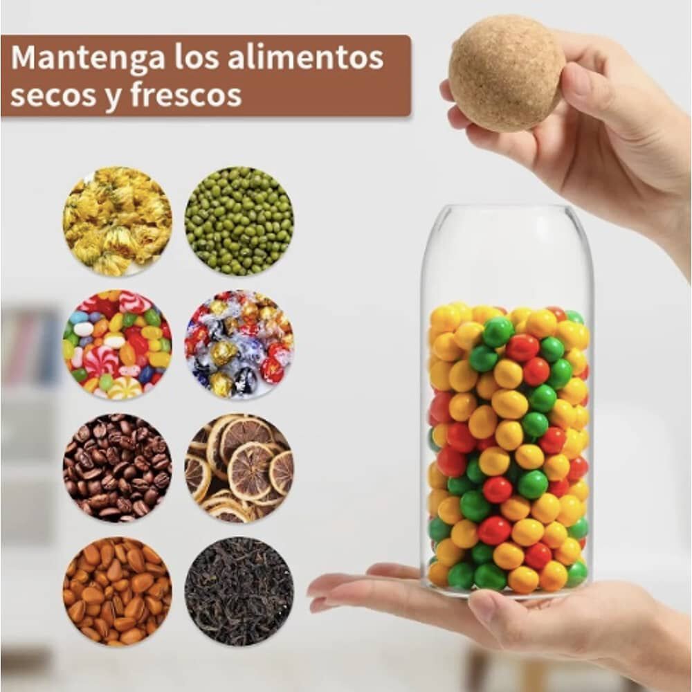 Pack 3 Botellas Frasco Vidrio Corcho Transparente Con Bola image number 3.0