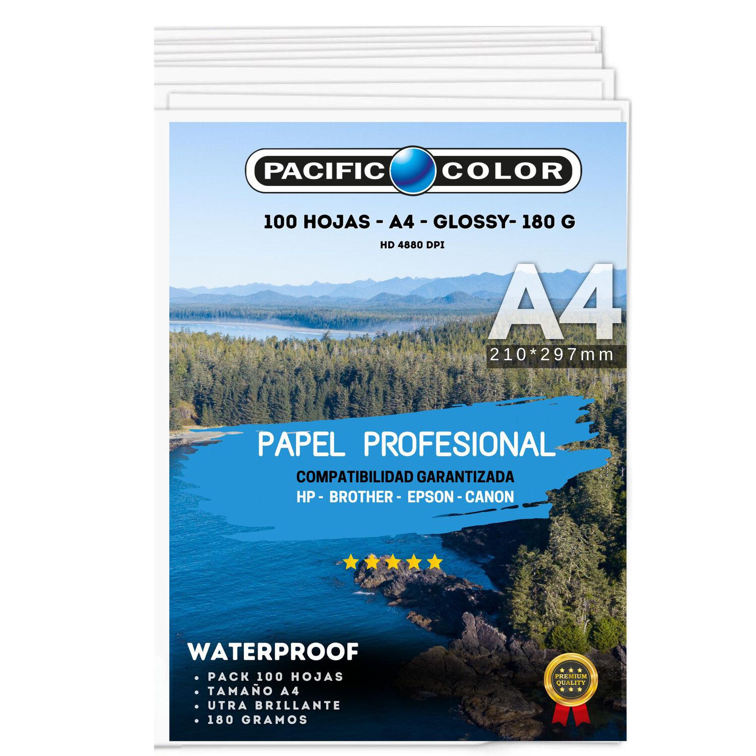 Papel Fotogr&aacute;fico Premium 180g Hd Waterproof -100 Hojas - A4 image number 6.0