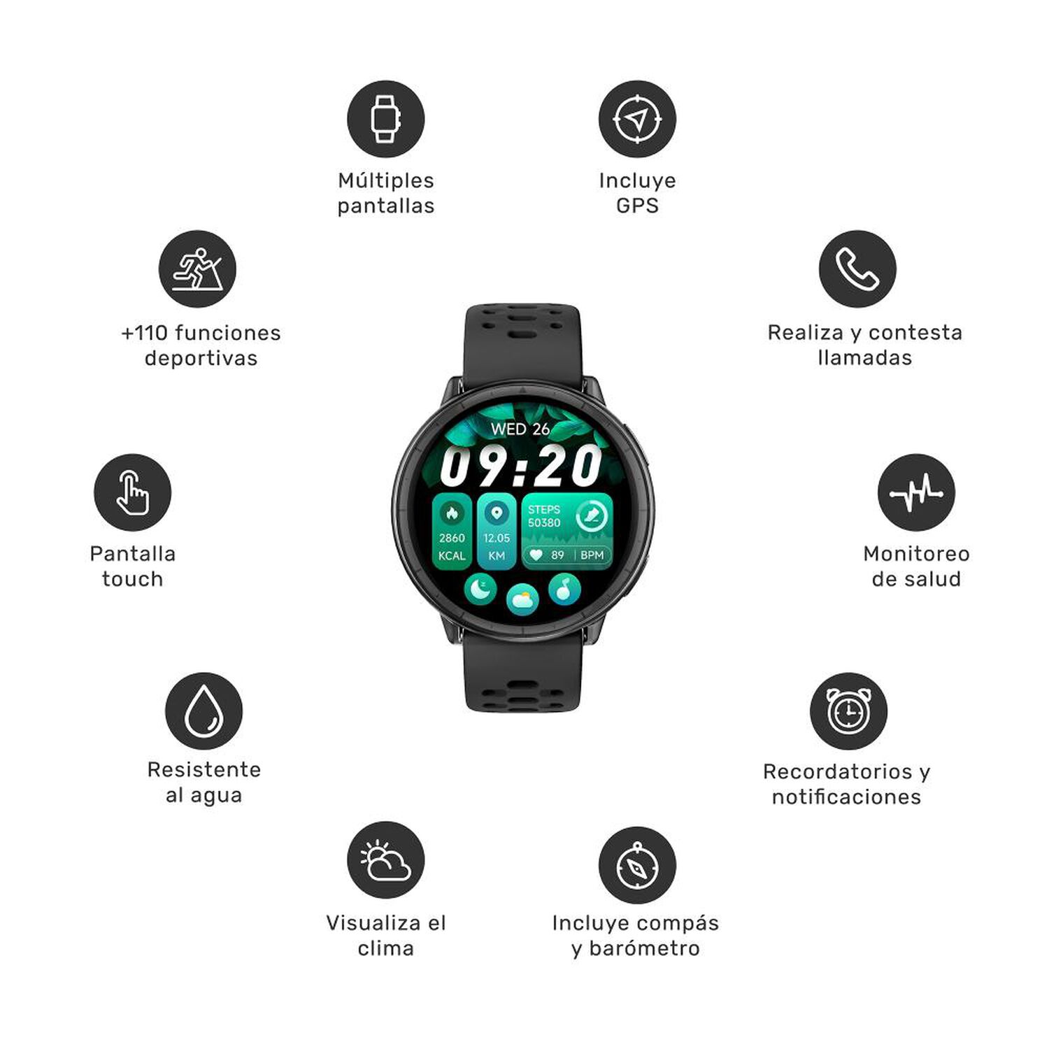 Reloj Smartwatch Gps Shar T1 43,5mm Black Lhotse image number 6.0