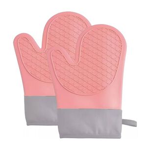 2 Guantes Silicona Para Horno Rosa