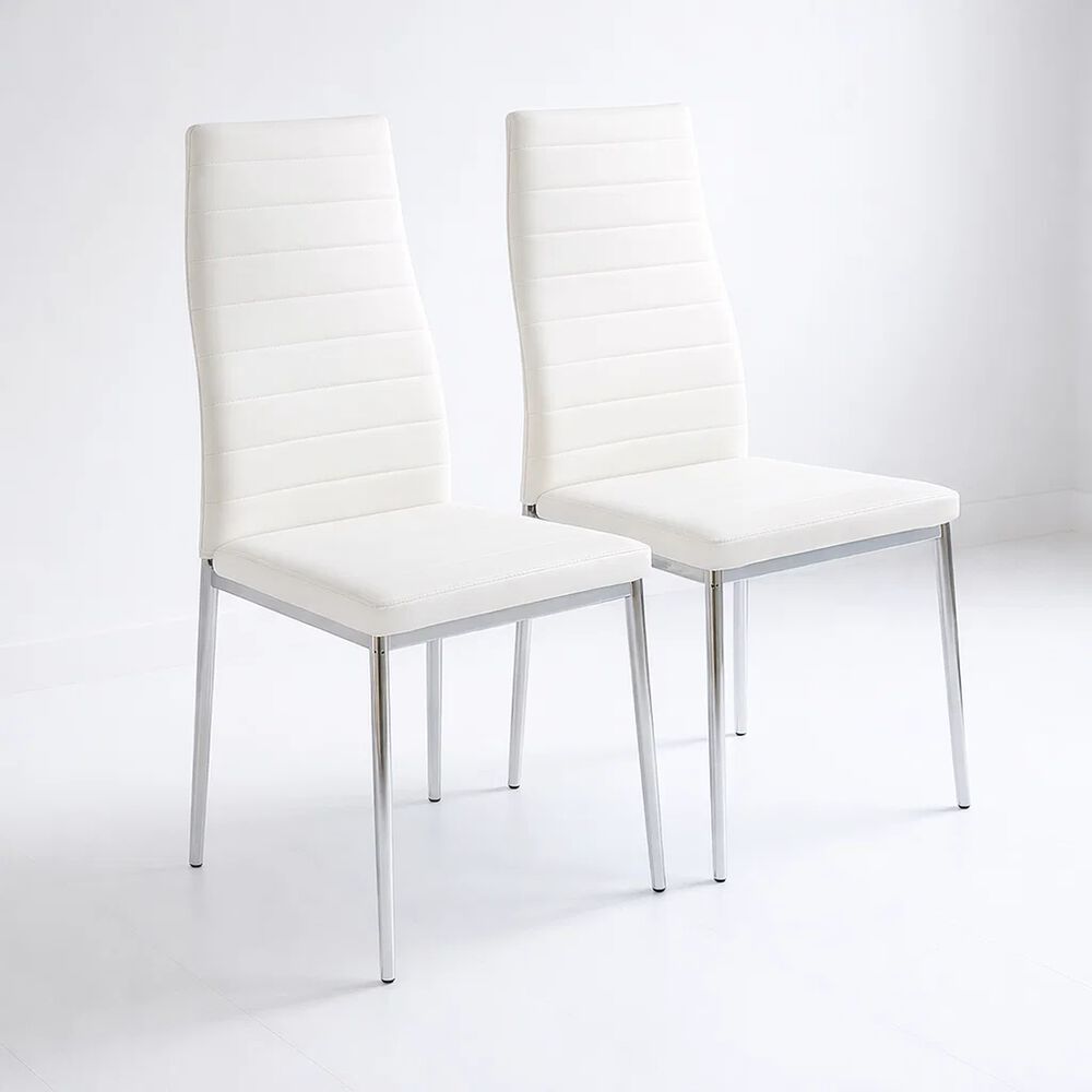 Pack De 2 Sillas Acolchadas Dining Liana Con Patas Cromadas - Blancas image number 0.0