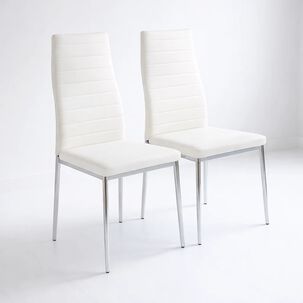 Pack De 2 Sillas Acolchadas Dining Liana Con Patas Cromadas - Blancas