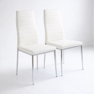 Pack De 2 Sillas Acolchadas Dining Liana Con Patas Cromadas - Blancas