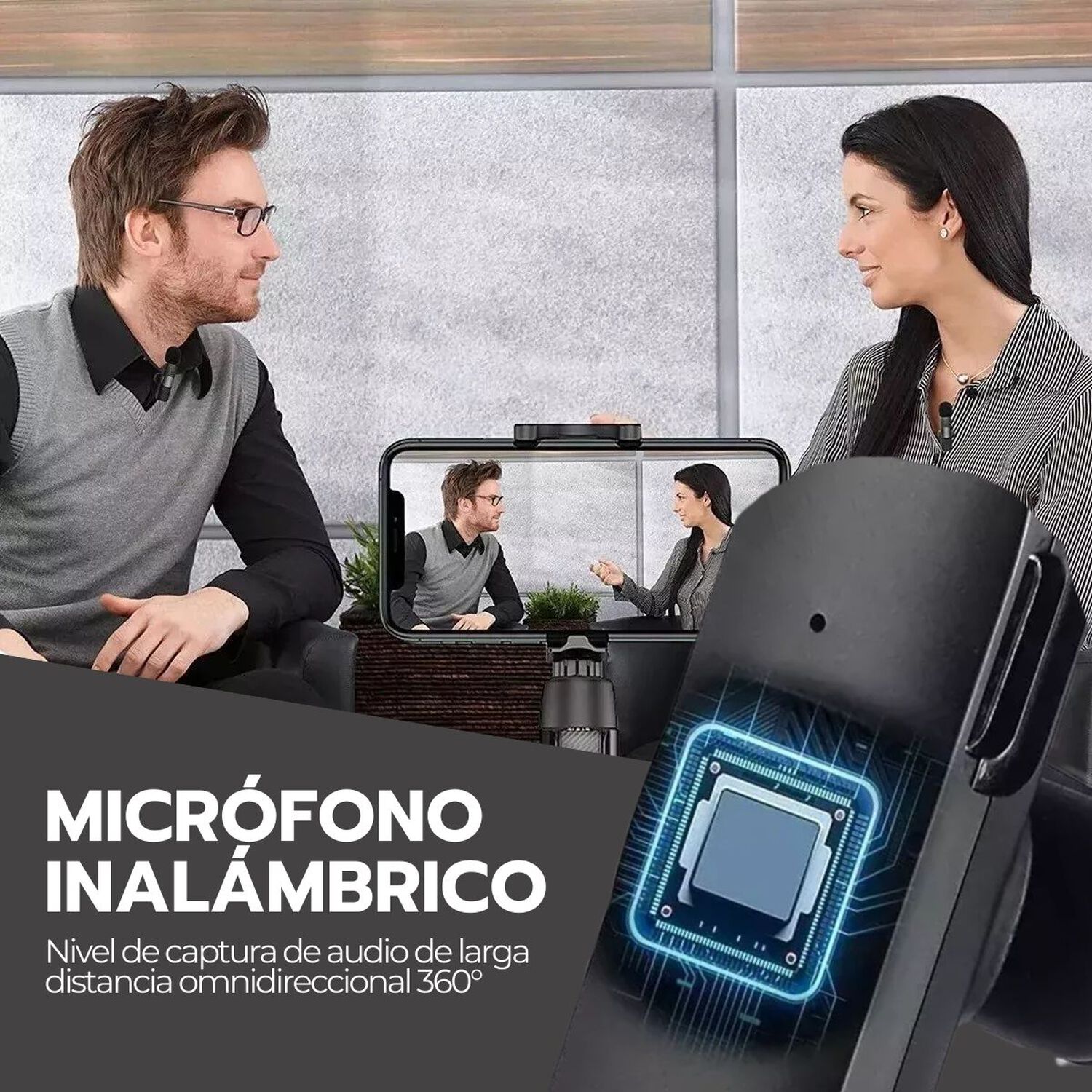 Micr&oacute;fono Inal&aacute;mbrico Con Adaptador Celular Tipo C Y Iphone image number 7.0