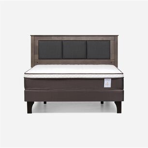 Cama Europea Rosen New Style 4 Plus / 2 Plazas / Base Normal  + Respaldo Rachel Gris