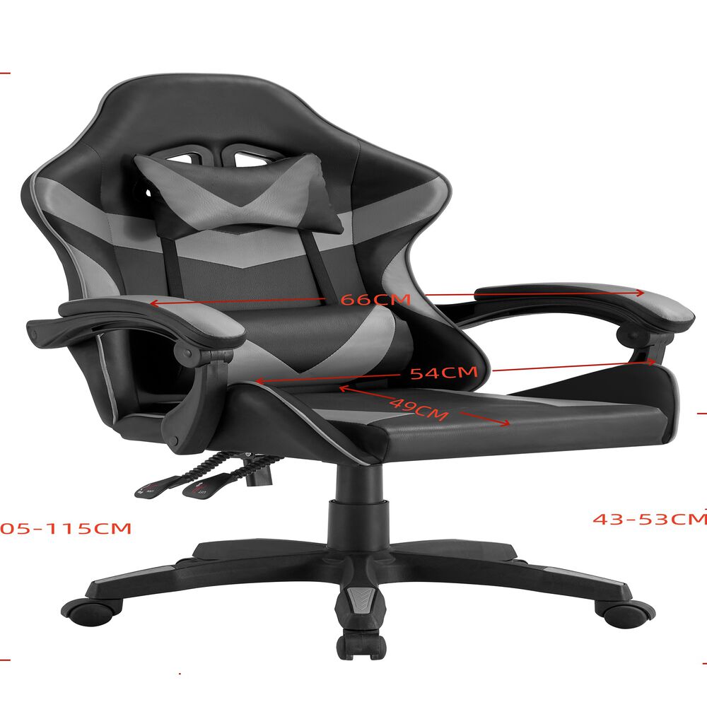 Silla Gamer Pro Tokio Ergonomica Reclinable Color Gris Bmg-17g Arthome image number 5.0