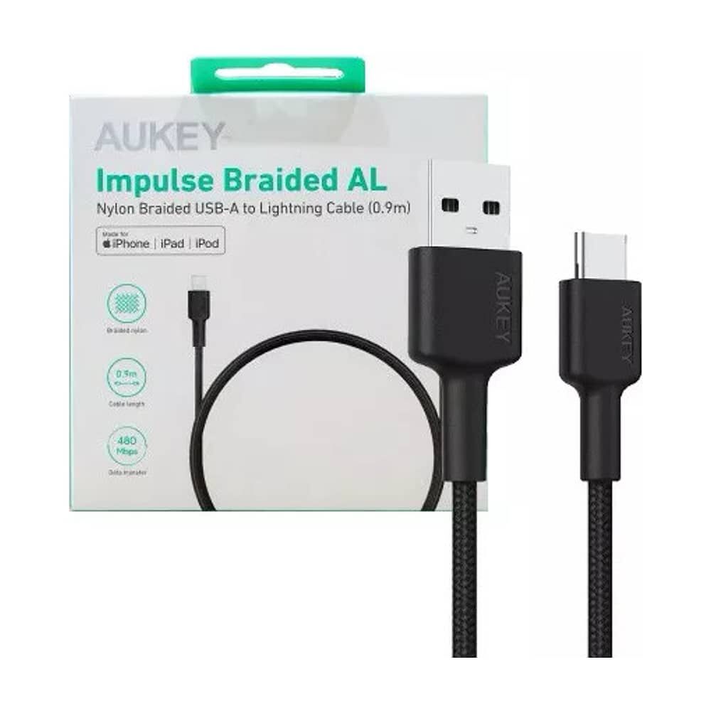 Aukey Cable Trenzado Nylone Usb 2.0 A Usb-c 0,9m Negro Cb-cd30-b image number 2.0