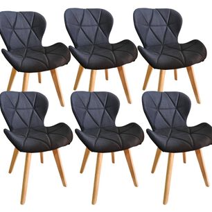 Pack 6 Sillas Mariposa Wood Lino Negro