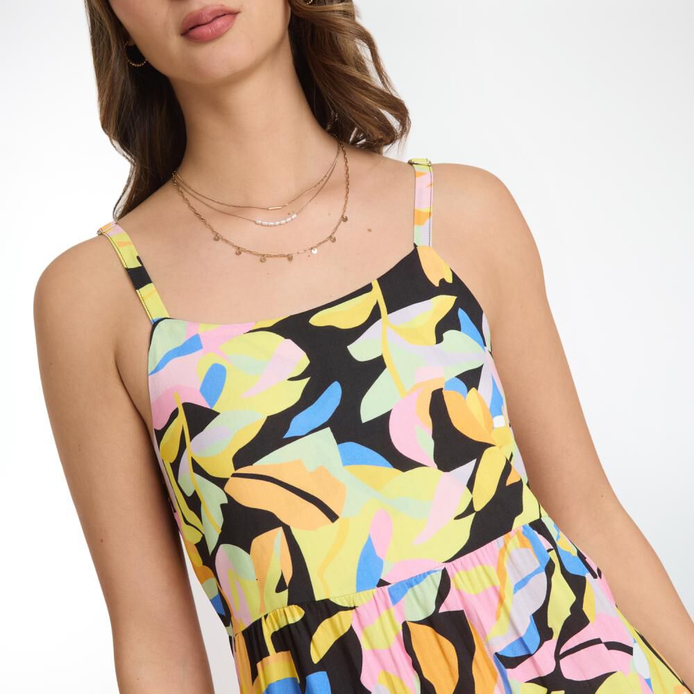 Vestido B&aacute;sico Largo Sin Mangas Cuello V Mujer Kimera image number 4.0